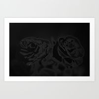 a pair of roses in black prints
